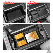 Before and after 2026 Toyota RAV4 center console organizer installation