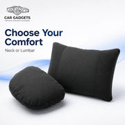 Black neck and lumbar car seat comfort pillow styles