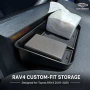 Car Gadgets custom-fit organizer set installed in a Toyota RAV4 2019-2025 center console