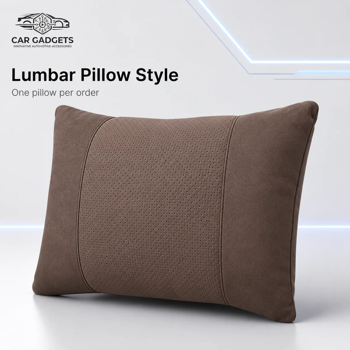 Coffee brown three-panel lumbar car pillow