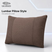 Coffee brown three-panel lumbar car pillow
