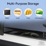Dashboard tray storage for wallet cards coins and chewing gum