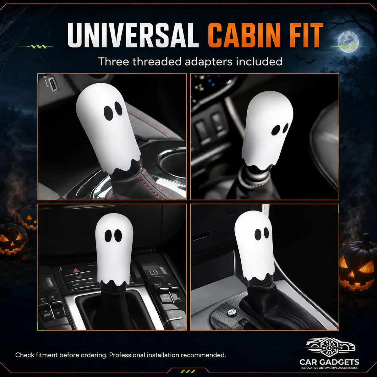 Glow-in-the-Dark Ghost Gear Shift Knob with 3 Adapters