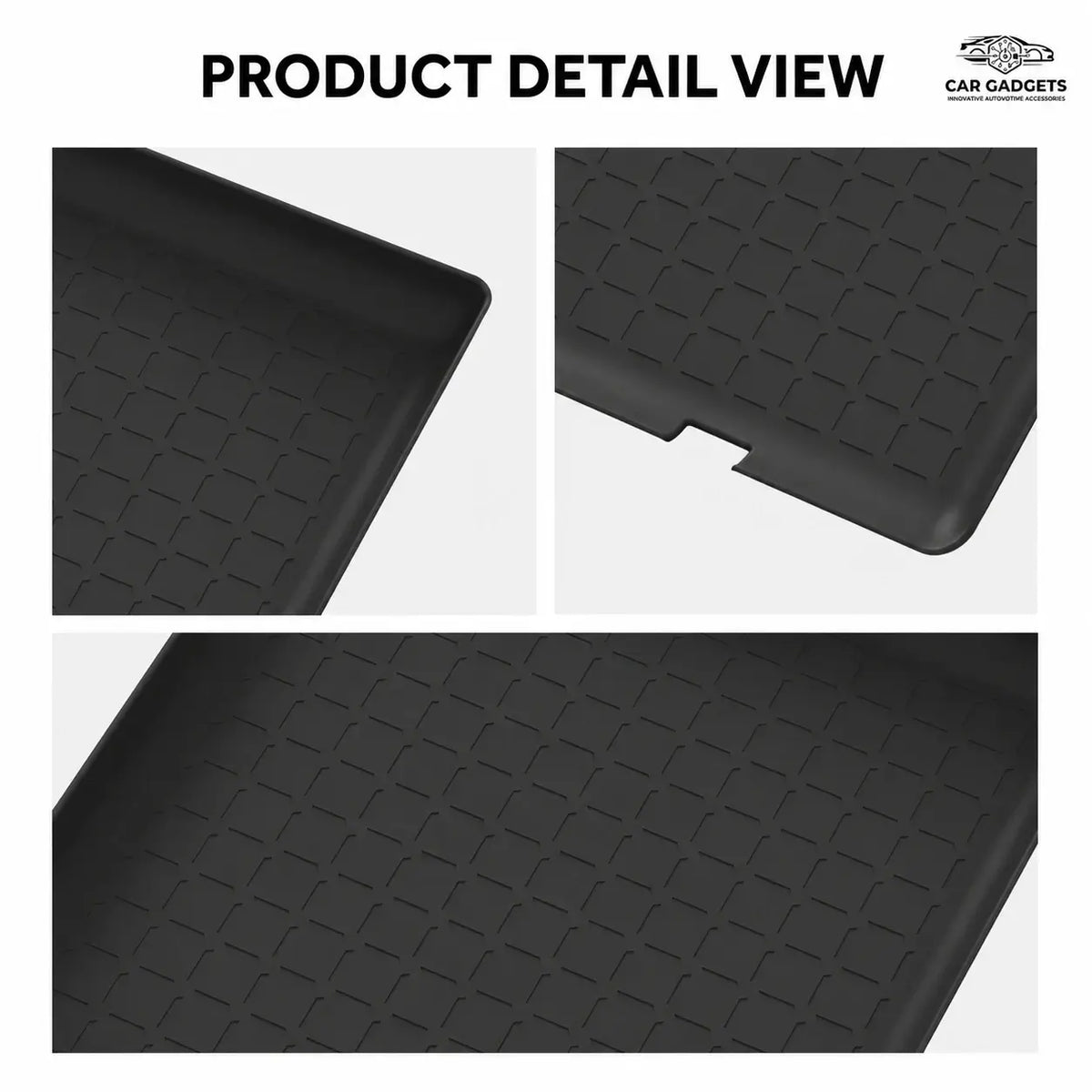 Close-up texture edge and notch details of the silicone console mat