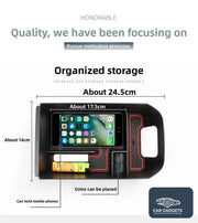 Organizer compartment layout with approximate 24.5 by 17.5 centimeter dimensions