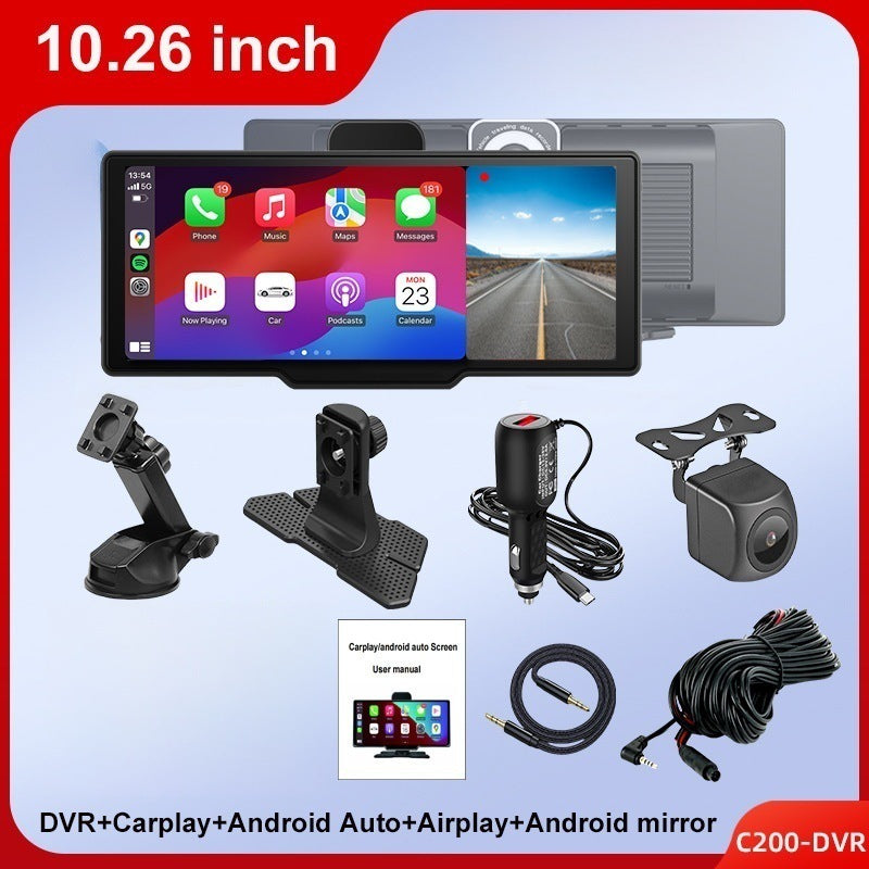 Camera-equipped 10.26-inch car display with rear camera and mounts