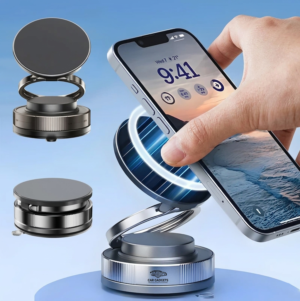 Vacuum suction base on the car phone mount