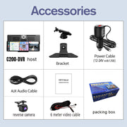 Portable car display package contents with mounts and power cable
