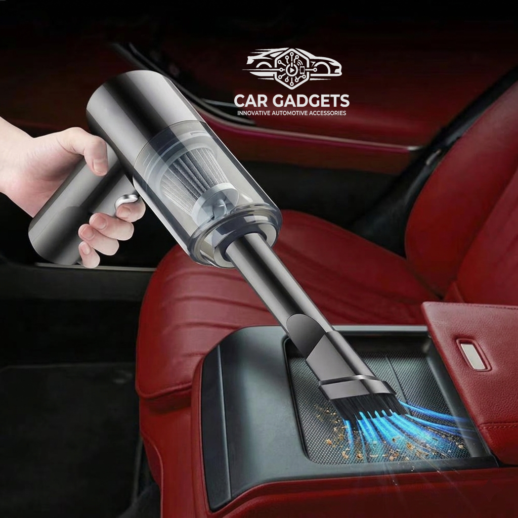 Car vacuum cleaning crumbs from a vehicle seat