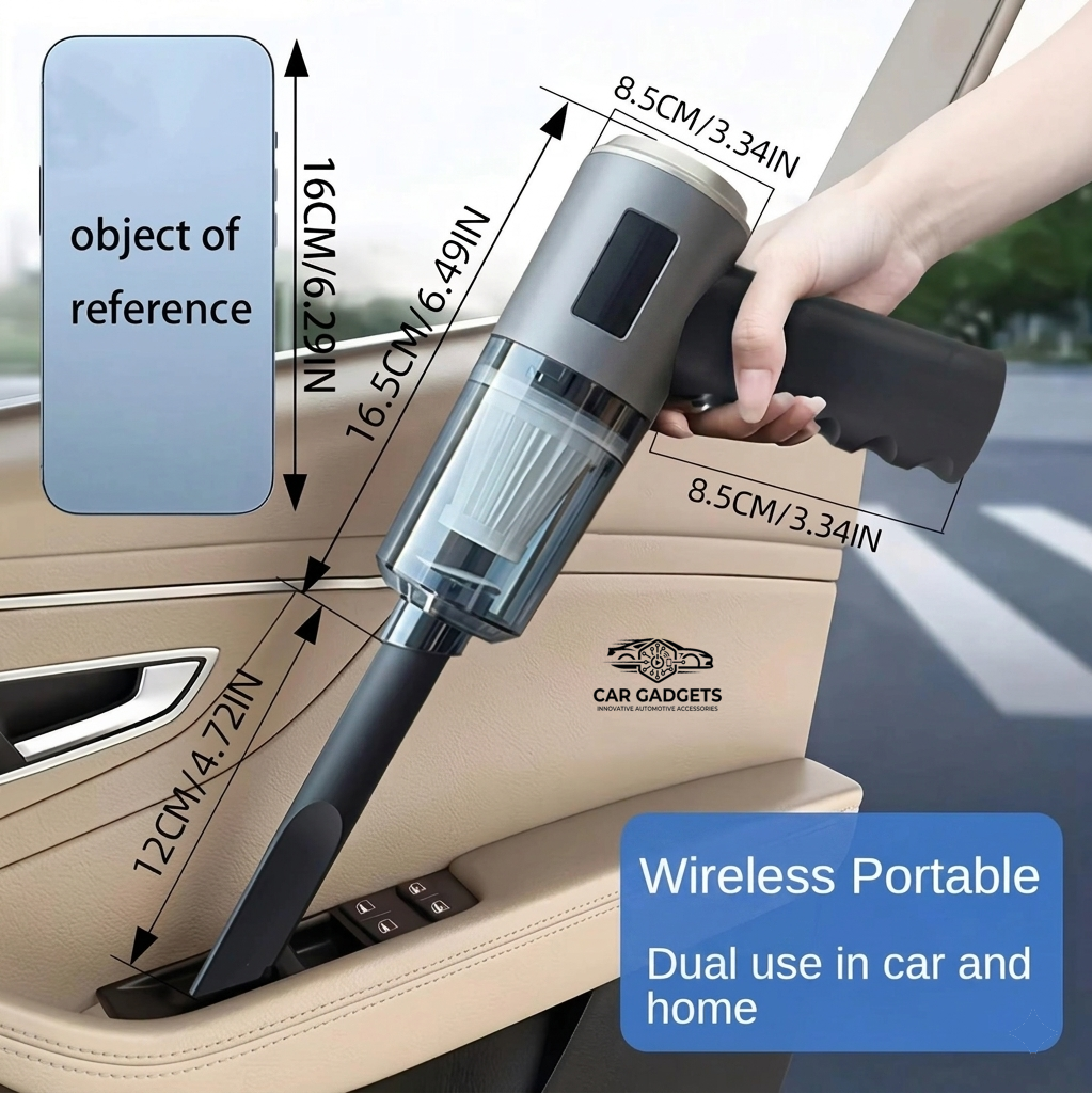 Cordless car vacuum with three cleaning attachments