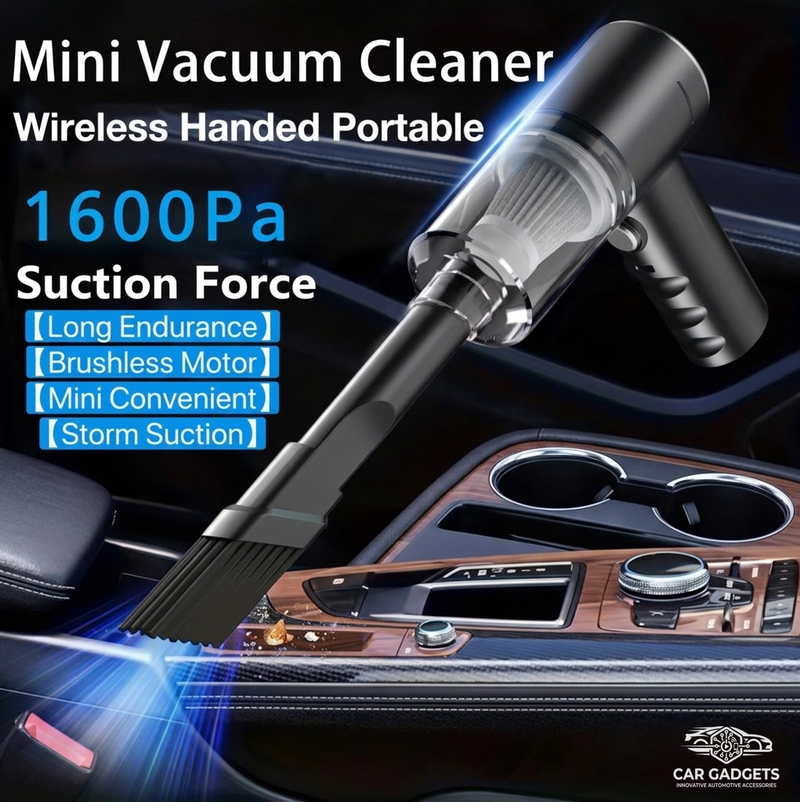 Black cordless car vacuum and air blower