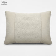 Beige three-panel car lumbar pillow on a white background