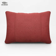 Red three-panel car lumbar pillow on a white background