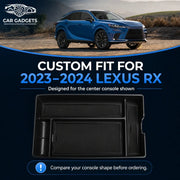 Center console organizer designed for 2023–2024 Lexus RX console shown