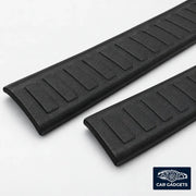 Close view of the raised rib texture on the black door sill protector