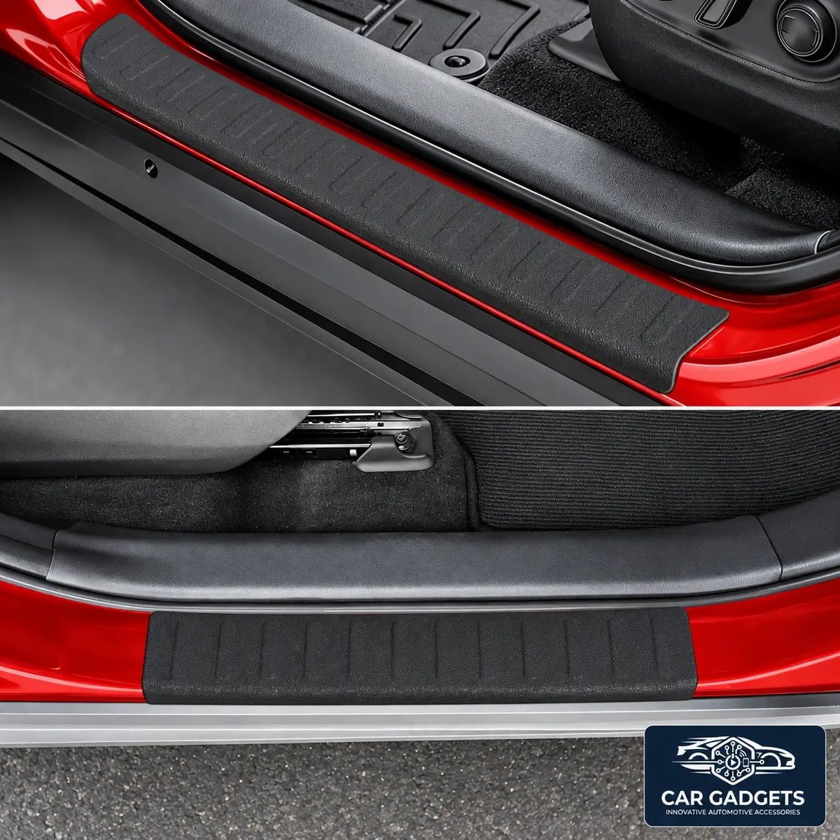 Door entry and rear exterior bumper locations for the protector pieces