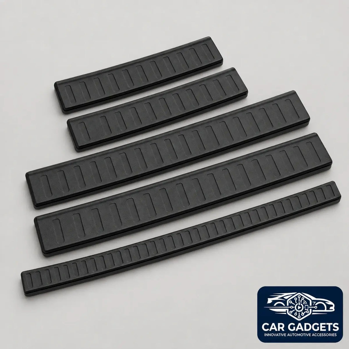 Alternate angle of the five-piece door sill and rear bumper protector set